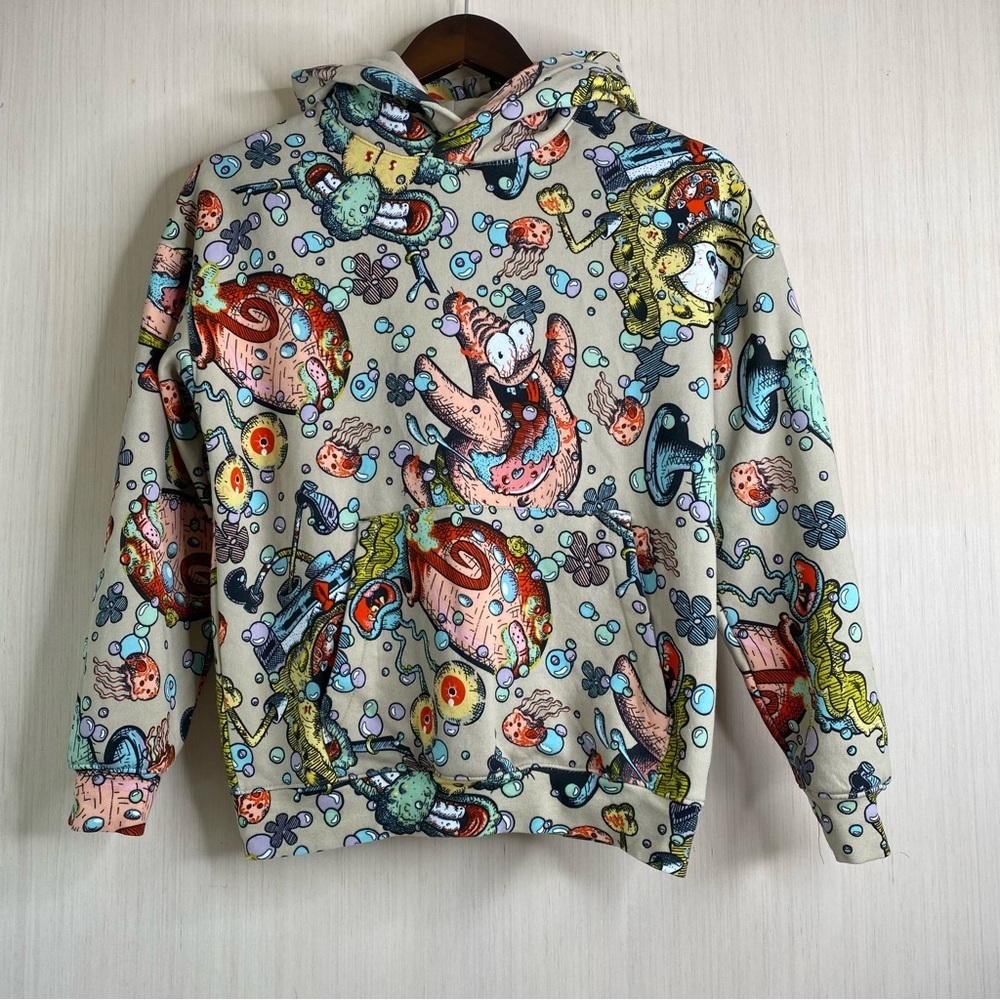 NWOT H&M Youth SpongeBob SquarePants and Patrick Cartoon Graphic Hoodie 12/14